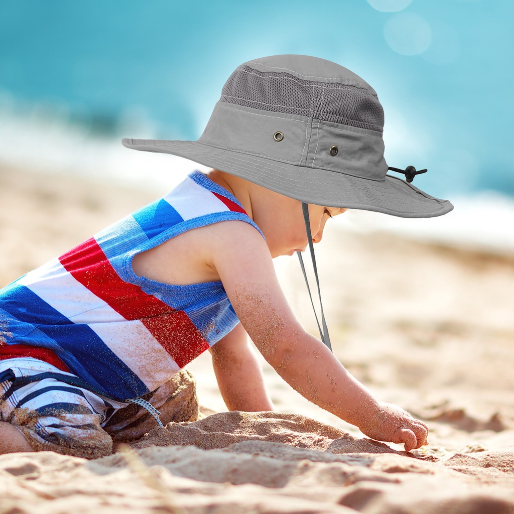 Mũ rộng vành che nắng chất liệu cotton thoáng khí cho bé