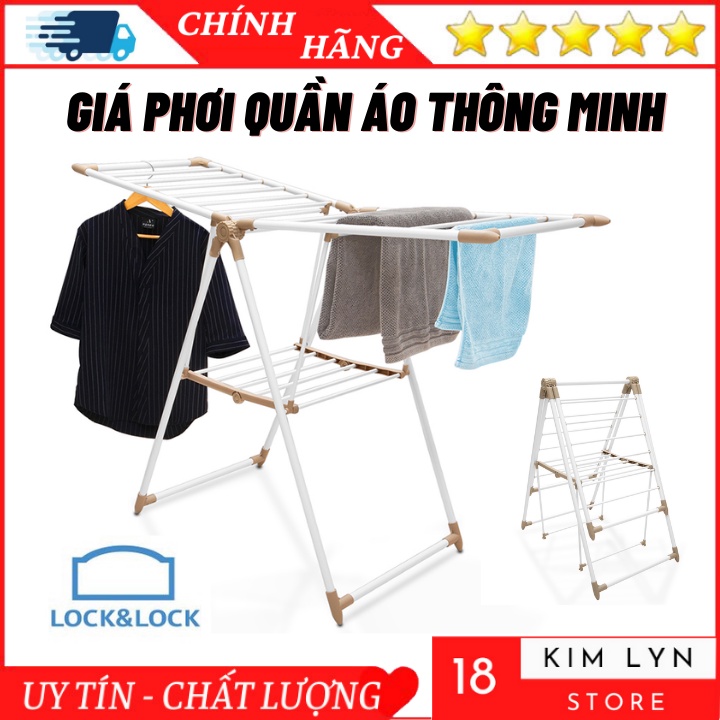 Giàn phơi đồ thông minh gập gọn Lock&Lock - Giá phơi quần áo bằng thép carbon siêu tiện lợi - Bảo hành 12 tháng