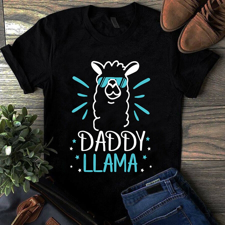 Áo thun phong cách tinh khiết Kính Llama Daddy Llama Động vật Ngày của Cha
