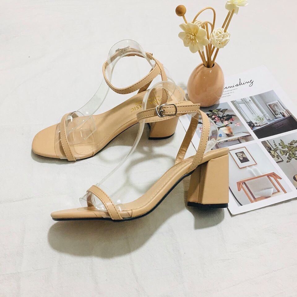 Sandal quai mica pha da gót trụ vuông - 5P