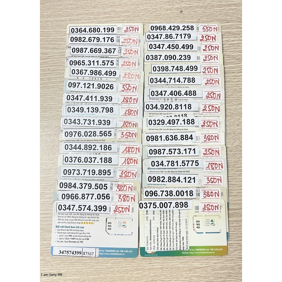 SIM VIETTEL 10 SỐ SỐ ĐẸP GIÁ RẺ NGHE GỌI BÌNH THƯỜNG MUA GÓI 4G PHỤC VỤ CV KHÁC NHAU