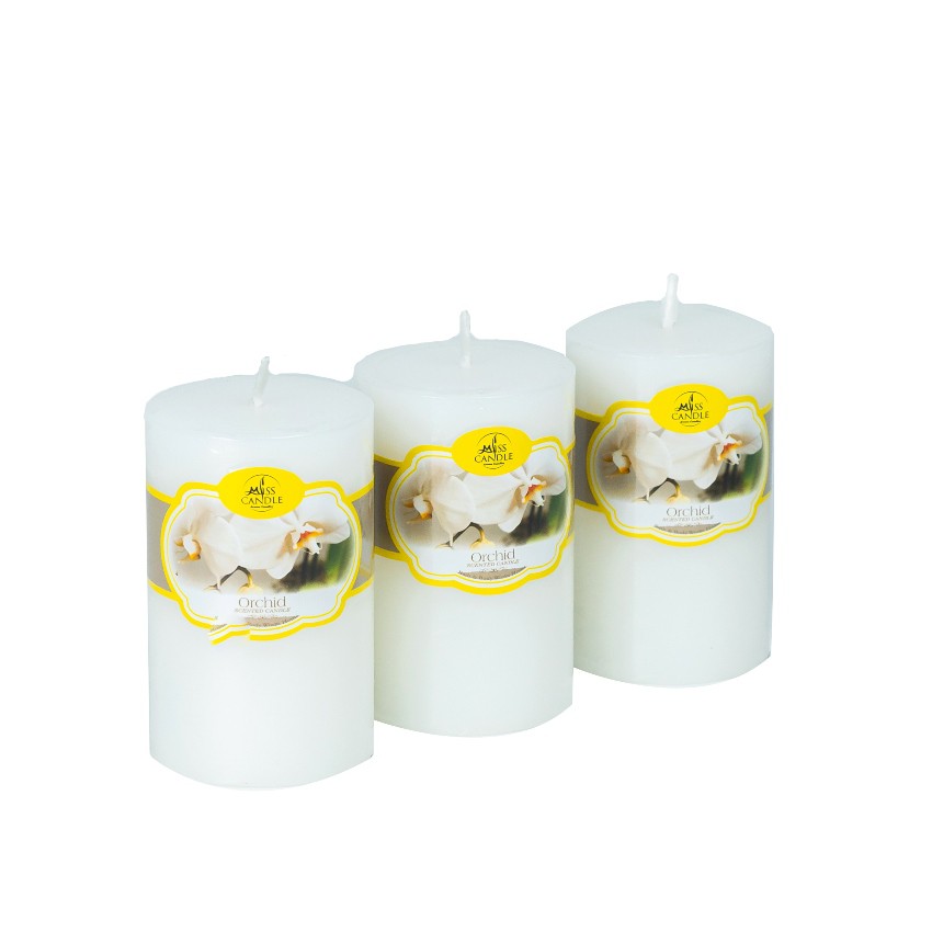 Set 3 nến thơm trụ tròn D5H8 Miss Candle FtraMart NQM0819 (5 x 8 cm) (Lựa chọn màu)