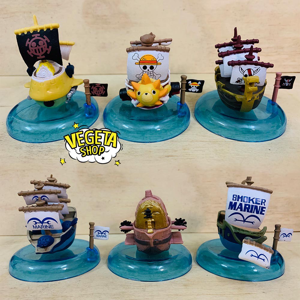 Mô hình One Piece - Set 6 tàu hải tặc One Piece - Thousand Sunny Law Submarine Smoker Marine Ship - Cao 5,5~7,5cm