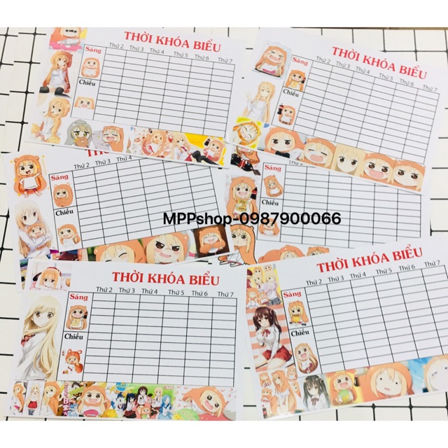 Thời khoá biểu anime umaru combo 3 tờ