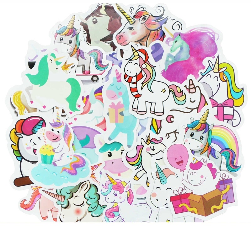 Sticker Unicorn 30-60 cái ép lụa / Hình dán cute Unicorn