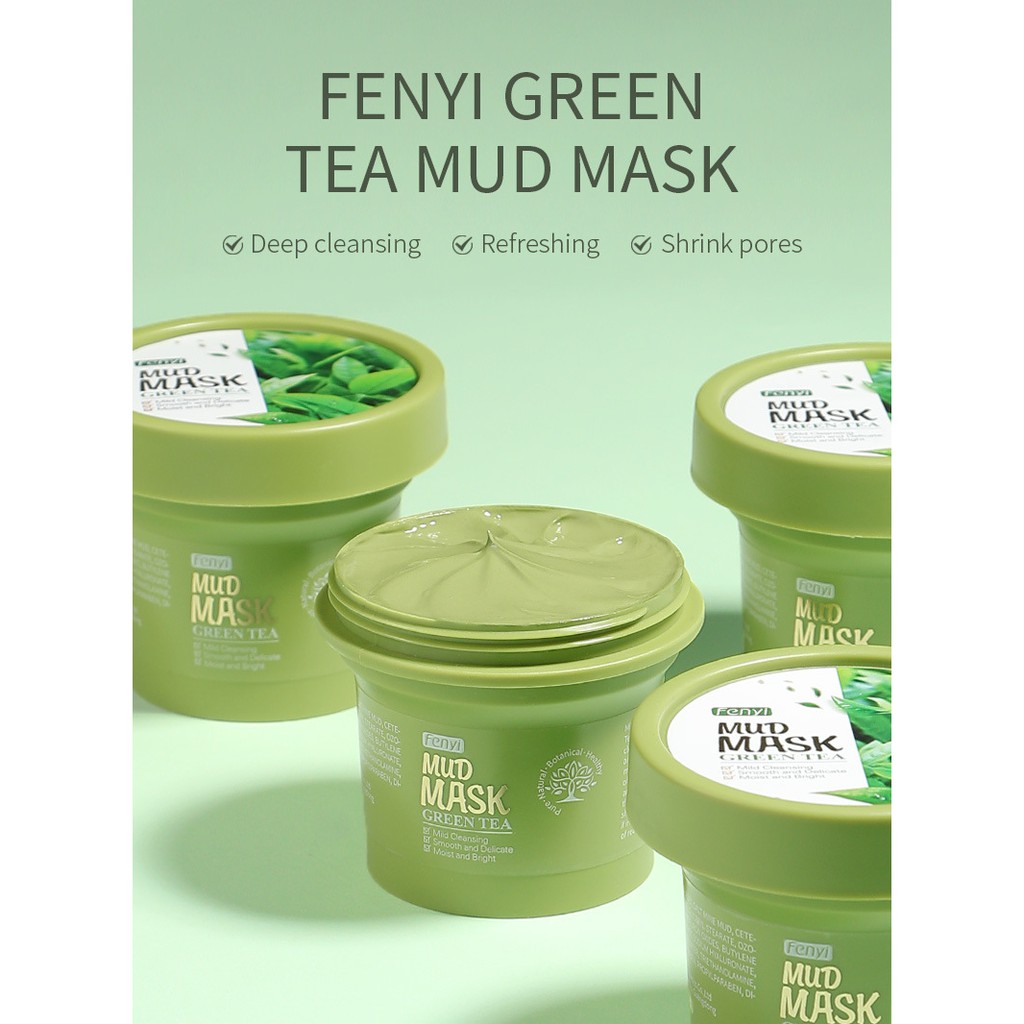 Mặt nạ bùn đất sét trà xanh giảm mụn làm sạch lỗ chân lông sáng da Fenyi 100g