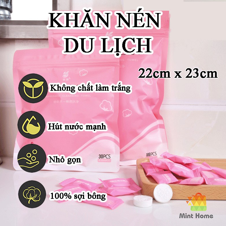 Khăn lau mặt dùng 1 lần, khăn giấy nén dạng viên kẹo du lịch đa năng hàn quốc dùng tẩy trang mắt môi siêu thấm