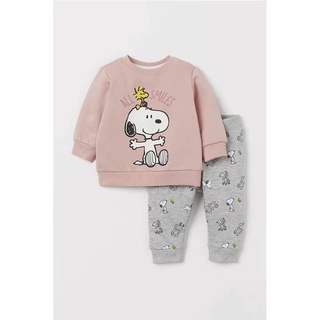 Bộ nỉ mickey bé gái màu hồng smile