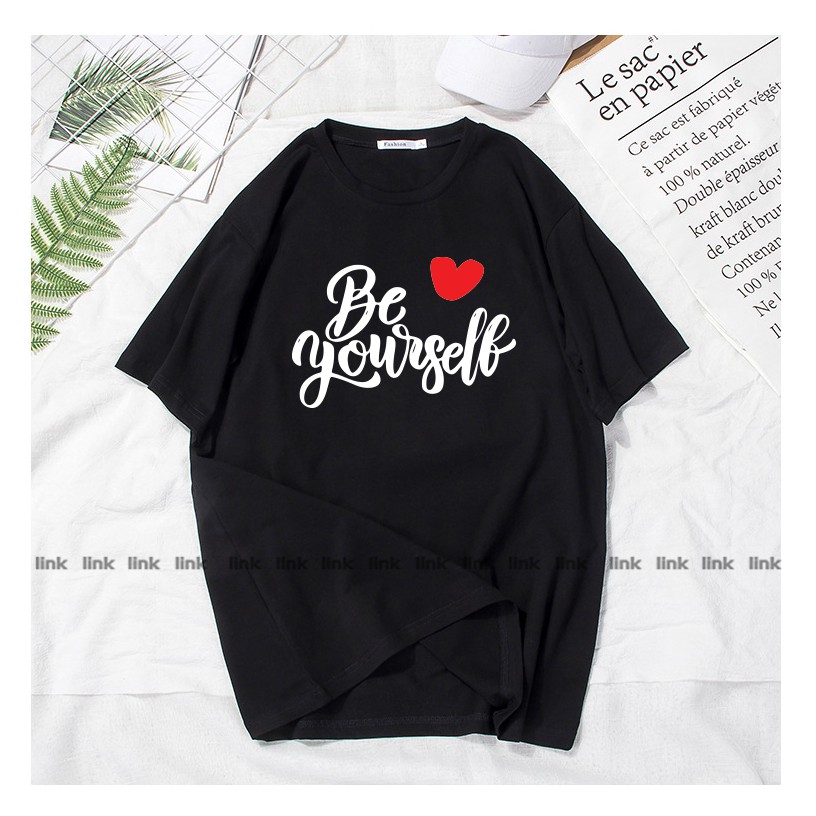 Áo thun tay lỡ BE YOURSELF dáng rộng unisex (Đen, Trắng, Vàng)