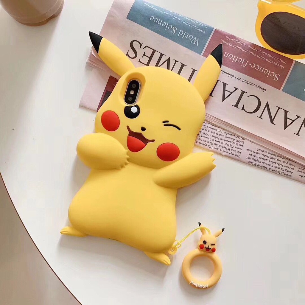Cute 3D pikachu cartoon case for Iphone 6 6s plus 7 plus 8 plus x xs max xr 11 pro max silicone protective cover