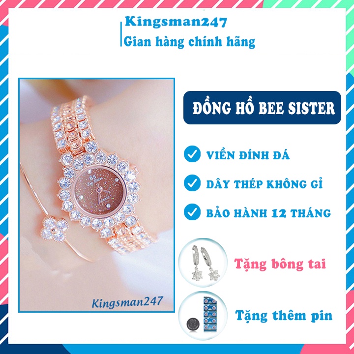 Đồng hồ nữ BS Bee Sister - Viền đính đá sang trọng, nhỏ nhắn xinh xắn - Đồng hồ đeo tay thời trang hàn quốc thumbnail