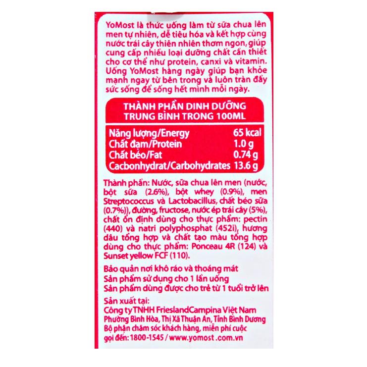 [CHÍNH HÃNG] Sữa Chua Uống YoMost Hương Dâu Thùng 48 Hộp x 170ml
