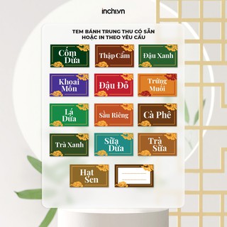 Tem Decal Bánh Trung Thu Cao Cấp Có Sẵn Hình Chữ Nhật - 13 Nhân & 1 Nhân Viết Tay Size 20Tem / Tờ Giá Rẻ