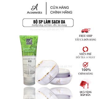 Kem Face Pháp + Sữa Rửa Mặt Trà Xanh Giúp da Trắng Sáng, Ngăn Ngừa Mụn cám, Mụn ẩn, Thâm, Nám,Dùng cho da Dầu