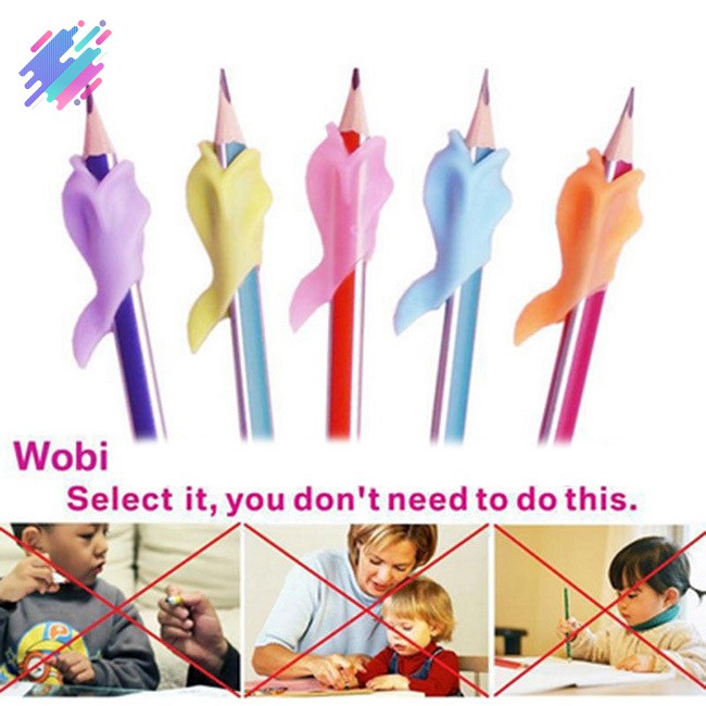 Set 5 đồ bọc bút chì silicon hình cá heo để bé cầm bút đúng cách