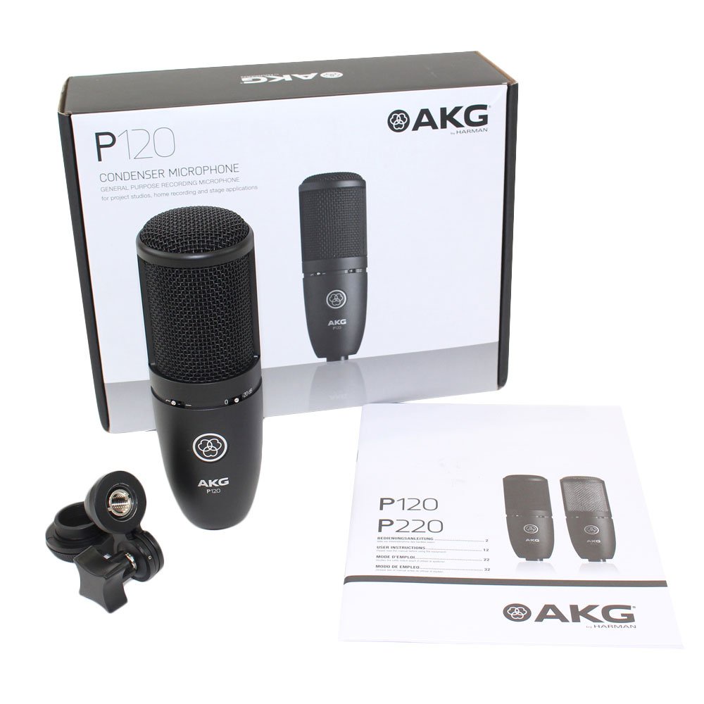 Bộ Mic Thu Âm Cao Cấp AKG P120 và Sound card  Focusrite Scarlett Solo Gen 3 Chân kẹp dây livestream MA2 dây mic 3m