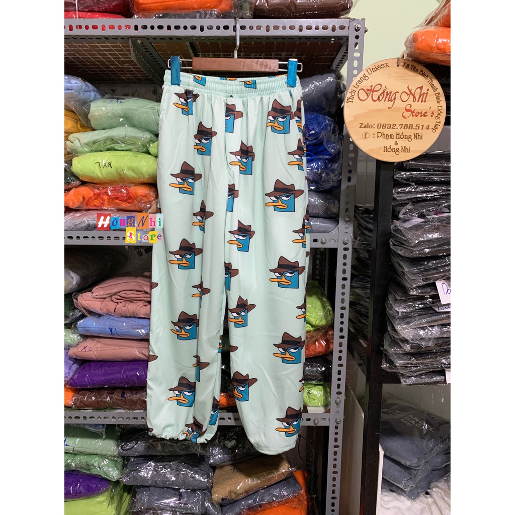 Quần Hoạt Hình Dài Dây Rút Lai Vịt Perry Cartoon Pant Oversize Ulzzang Unisex - MM