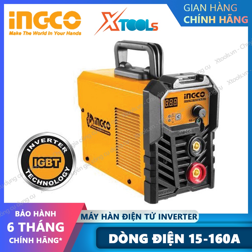 Máy hàn điện tử Inverter INGCO ING-MMA1602 máy hàn đa năng 15-160A tặng kèm 1 kềm hàn, 1 kềm max, 1 bản chải và mặt nạ