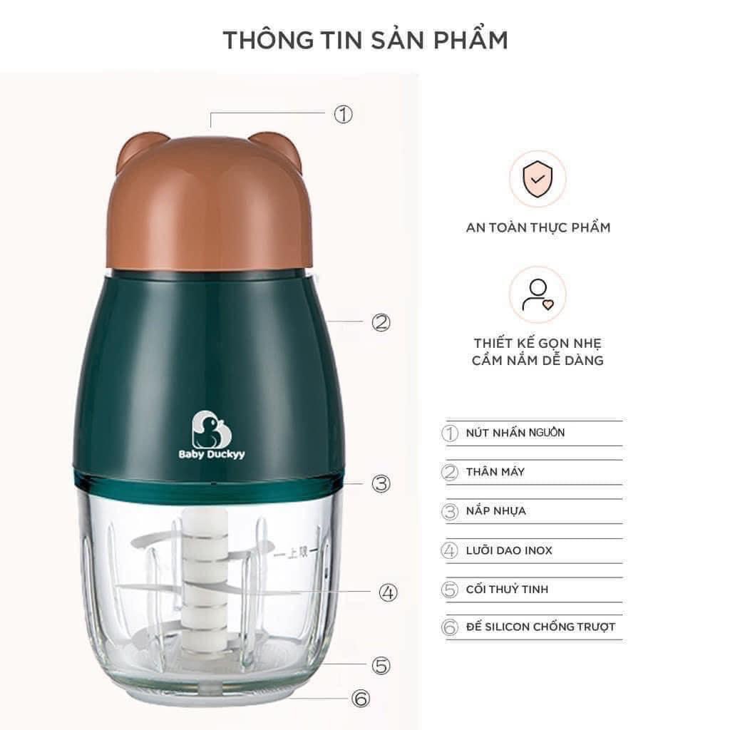 Máy xay ăn dặm cho bé cầm Tay 1 Cối Đa Năng Baby Duckyy Xay thịt, cháo, Sinh Tố , tỏi ớt Cho Bé Ăn Dặm Hanzom