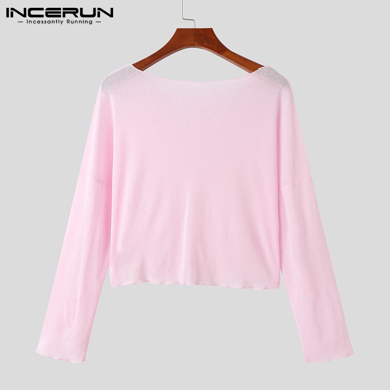 Áo thun INCERUN tay dài khoét lưng thời trang độc đáo dành cho nam