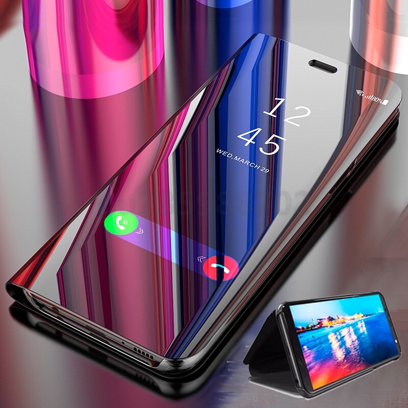 Ốp điện thoại nắp lật tráng gương thông minh cho Samsung Galaxy note 8 9 10 plus lite pro a21 a21s