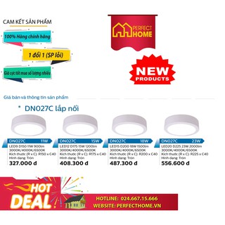 Đèn ốp nổi dn027c tròn philips led6 d150 11w 900lm, d200 15w, d225 20w - ánh sáng trắng