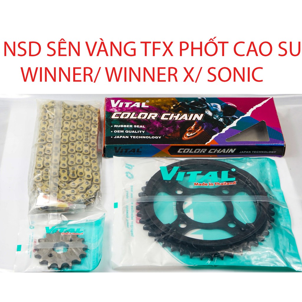 Nhông Sên Dĩa WINNER, WINNER X, SONIC, CBR - NSD, xích sên 9 ly, sên 10 ly, sên vàng 9ly, sên tfx phốt cao su VITAL