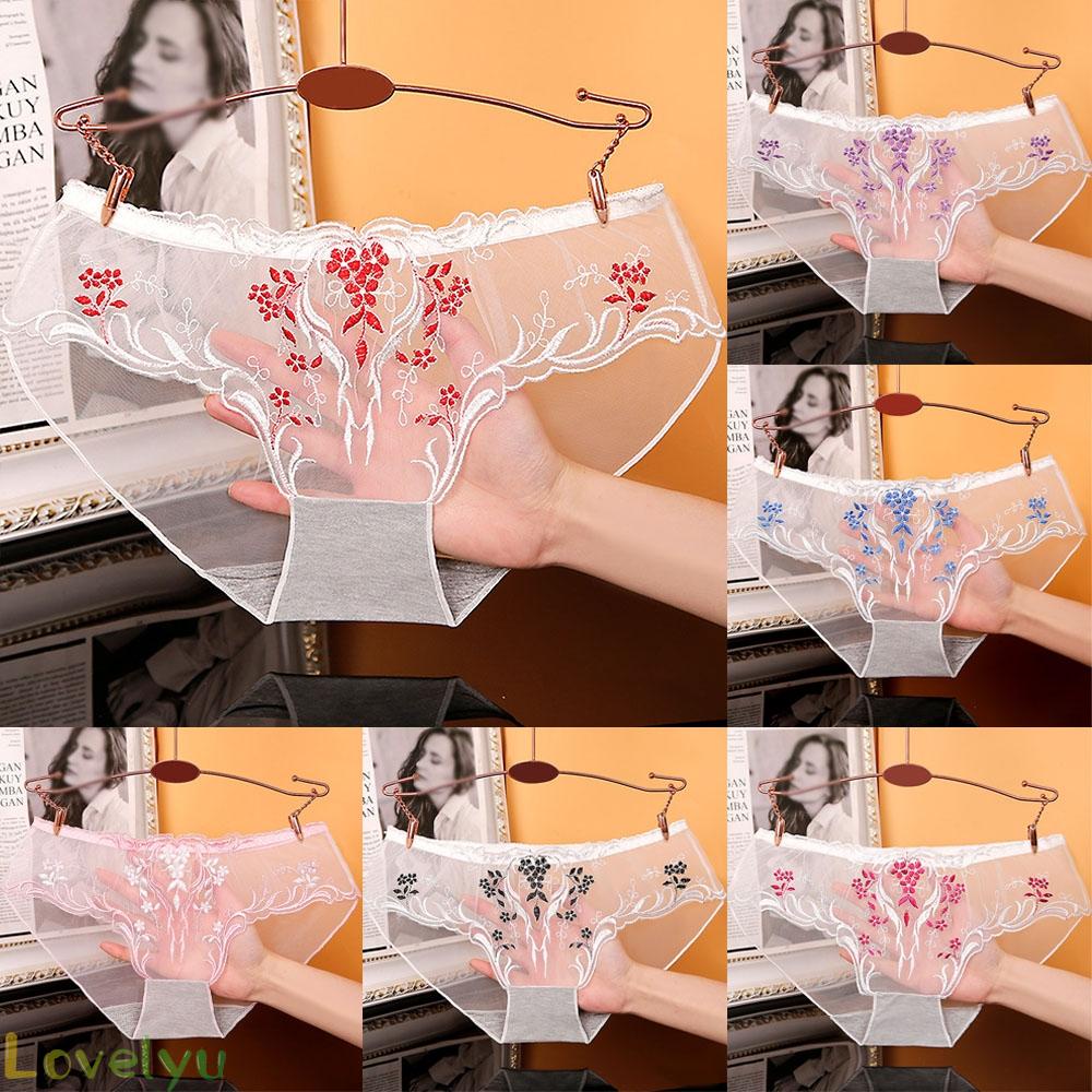 Women Briefs M-XL Polyamide Seamless Comfortable Embroidered Lace Trimmed