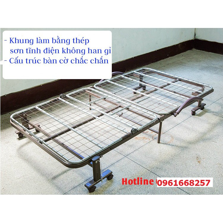 Giường gấp đa năng Hàn Quốc HQ65 có bánh xe, kích thước 65x180cm, giường xếp gấp gọn