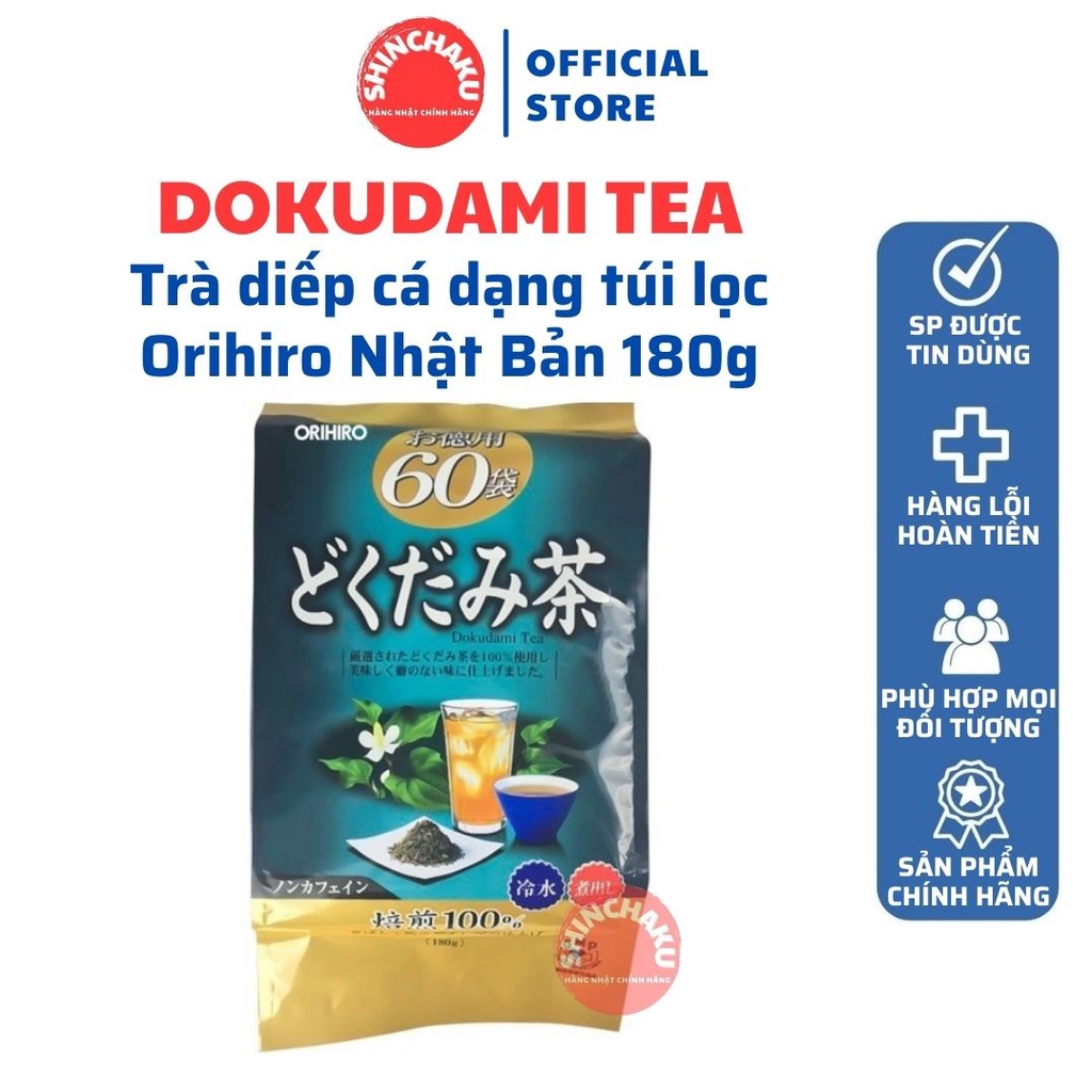 Trà diếp cá Dokudami Tea dạng túi lọc Orihiro Nhật Bản - Túi 60 gói nhỏ