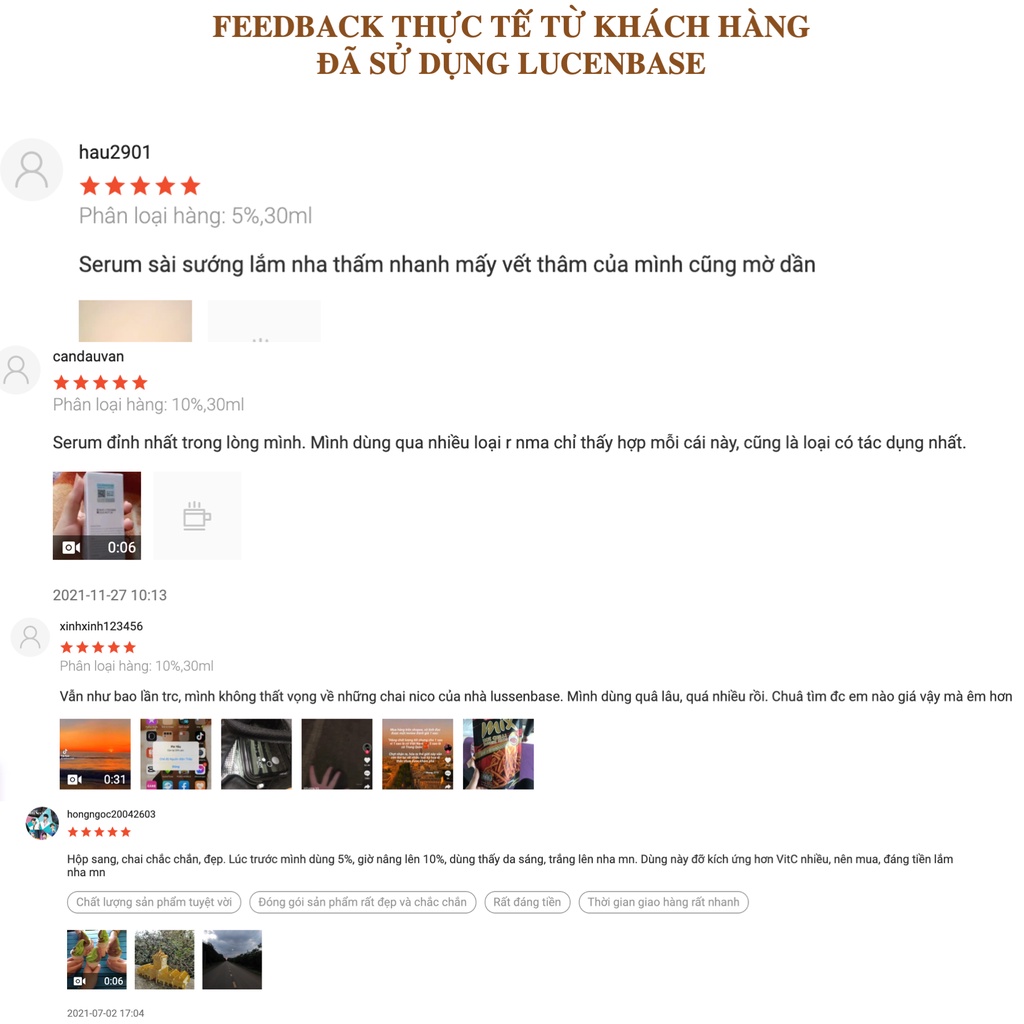 Serum Niacinamide LUCENBASE B3 Essence 3% 5% 10% Giảm Thâm, Serum Trắng Da Giảm Mụn Cấp Ẩm Chống Lão Hoá Kiềm Dầu Cho Da