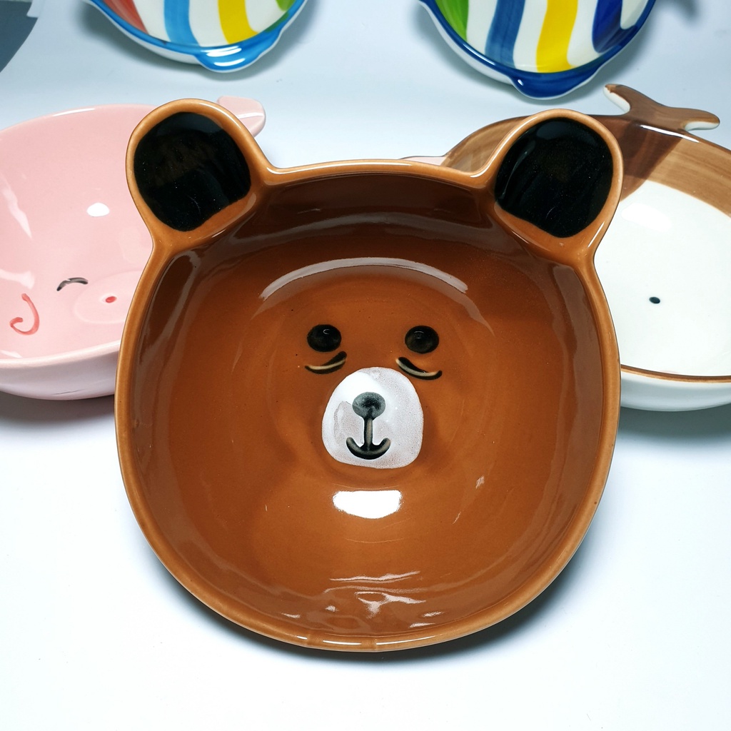 Bát Đĩa Ăn Dặm Gốm Sứ Hình Gấu Panda Ngộ Nghĩnh Giúp Bé Ăn Ngon YOOTA BABY
