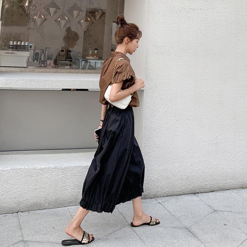 Hàng Có Sẵn Set Áo Quần Ống Rộng Mùa Hè 2022 Kích Thước Lớn Phong Cách Phương Tây Lưng Cao Size Lớn Cho Nữ