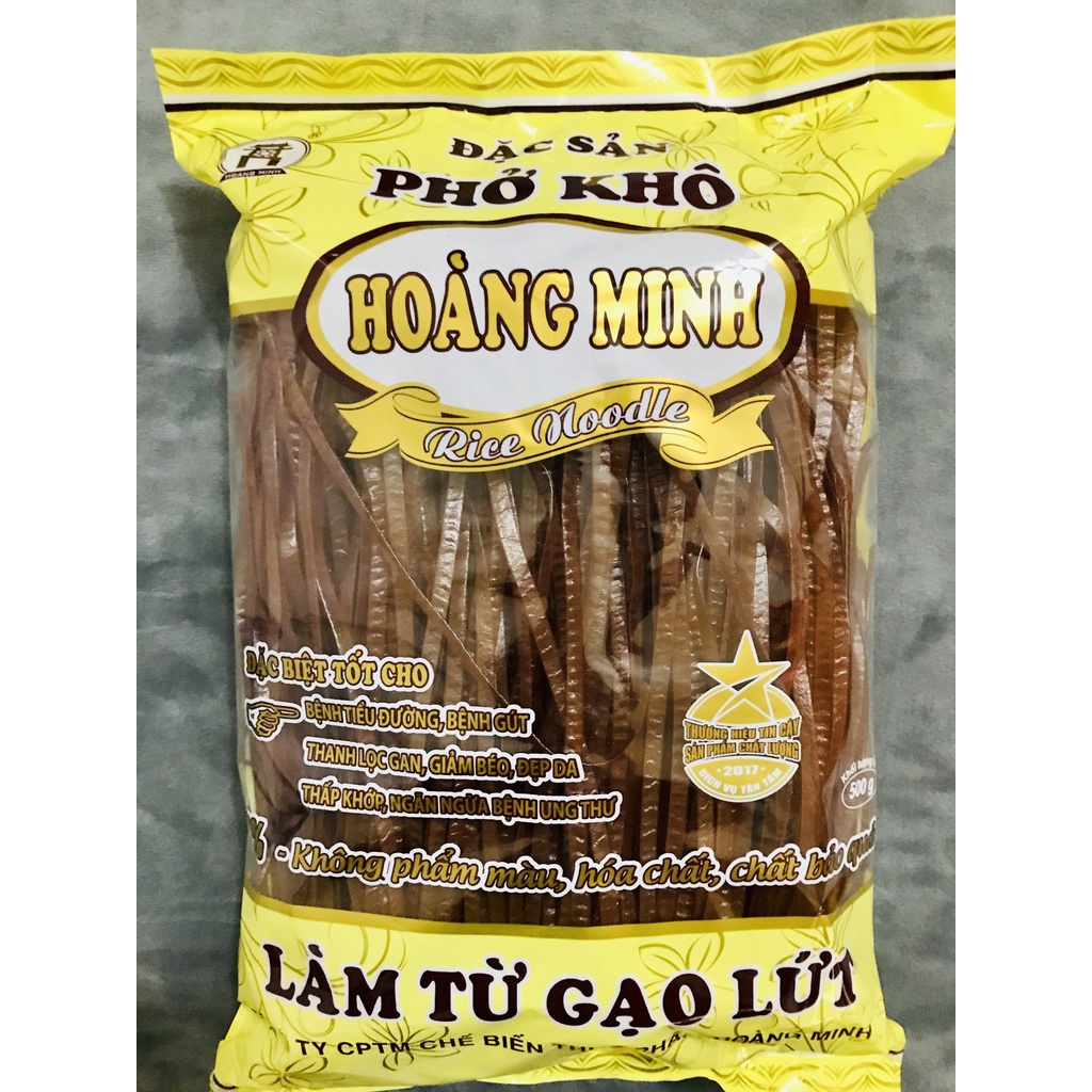 Bún gạo lứt đỏ + phở gạo lứt Hoàng Minh 500g/Gói, gạo lức thơm dẻo - eatclean, giảm cân