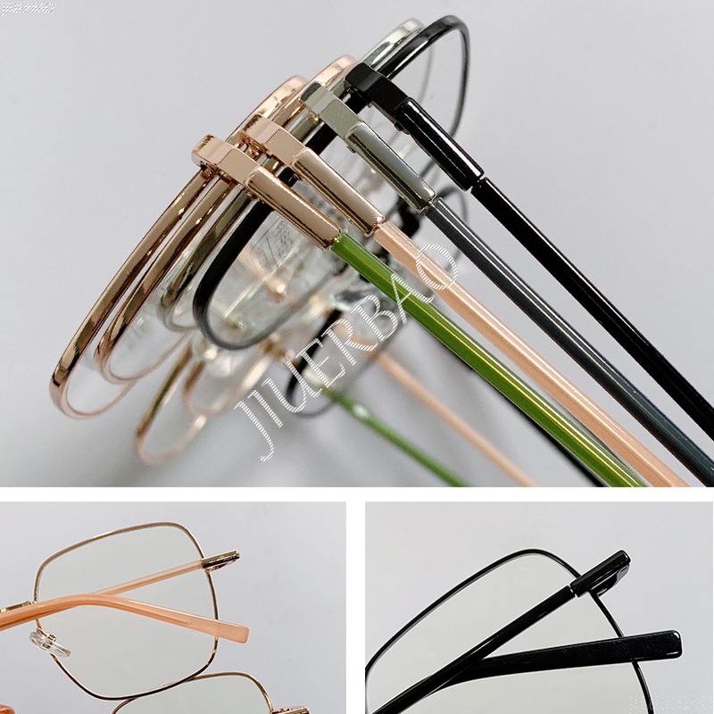 Kính Chống Bức Xạ Hình Vuông Gọng Kim Loại Phong Cách Vintage Hàn Quốc