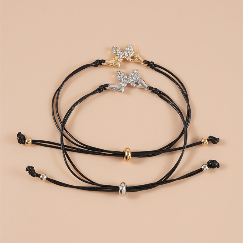 Set 2 Vòng Tay Dây Bện Gắn Thẻ Hình Bướm Dễ Thương Có Thể Điều Chỉnh Cho Cặp Đôi Bạn Thân