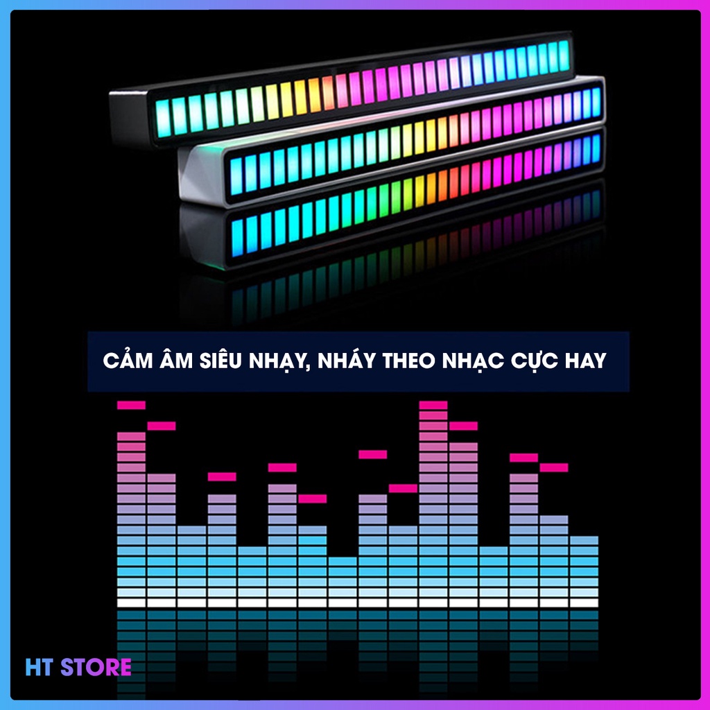 Thanh đèn LED RGB nháy theo nhạc, Đèn TikTok trang trí, decor 16 triệu màu cảm ứng âm thanh siêu nhạy