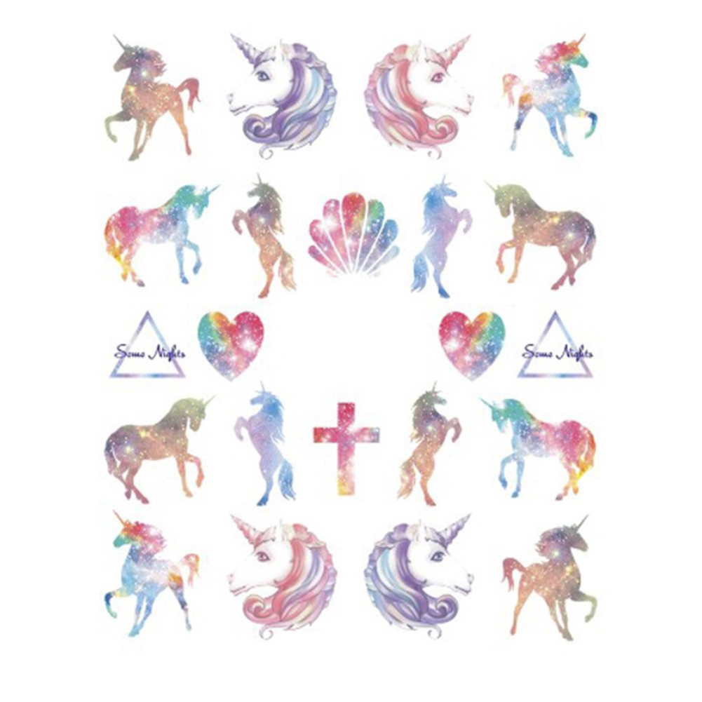 Miếng dán trang trí móng tay hình kỳ lân nhiều kiểu dáng dễ thương tùy chọn