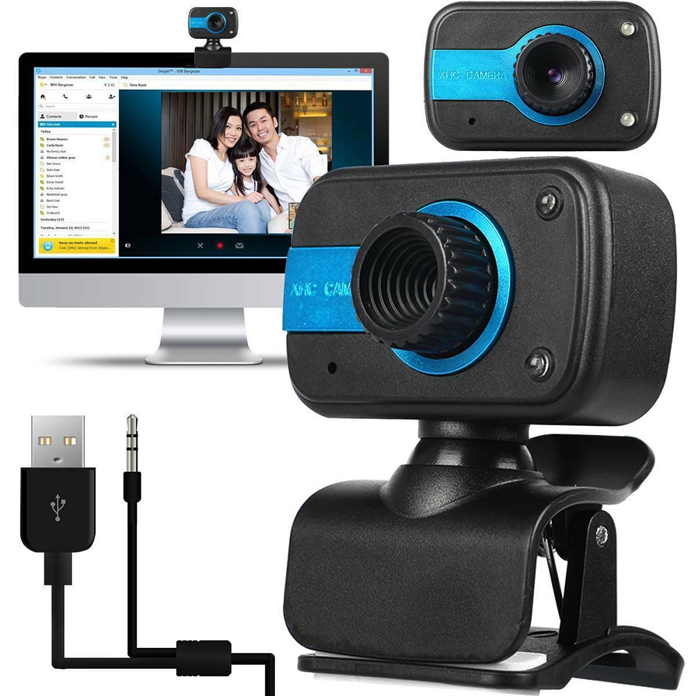 Webcam HD USB điện tử có micro hỗ trợ họp và dạy học trực tuyến cho máy tính laptop