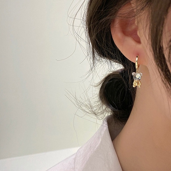 Bông tai hình chú gấu phong cách Hàn Quốc đơn giản thời trang cho nữ 2021