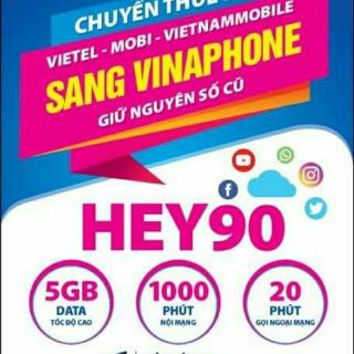 SIM 4G VINAPHONE HEY90 THẢ GA DATA + 1000P GỌI NỘI MẠNG + 20P GỌI NGOẠI MẠNG MUA VỀ DÙNG LUÔN
