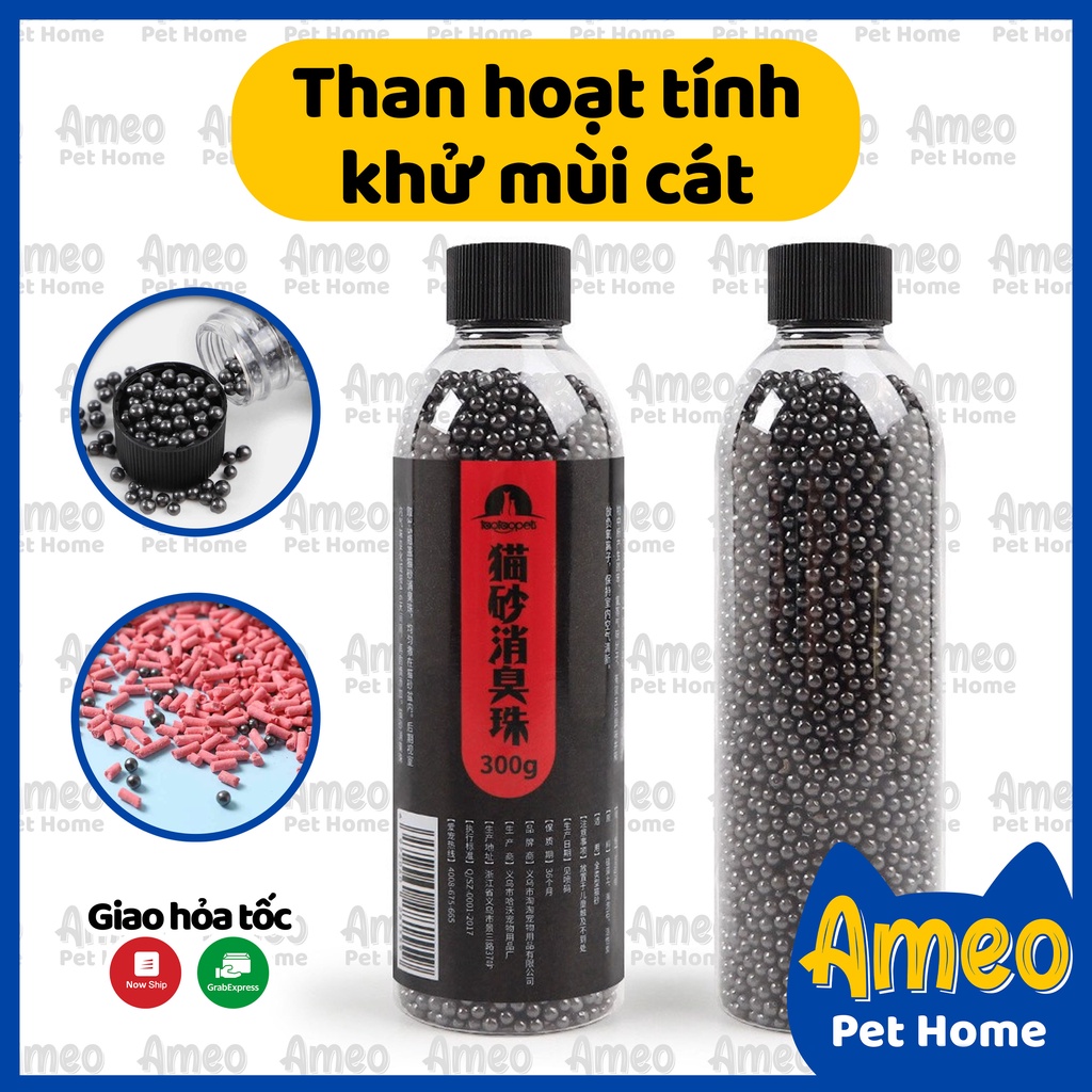 Hạt khử mùi than hoạt tính cát vệ sinh mèo chai 300g