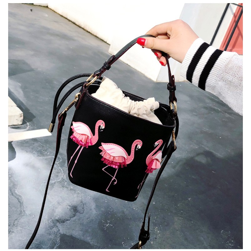 Women's bag 2019 explosion flamingo bucket bag ins little fairy shoulder bag