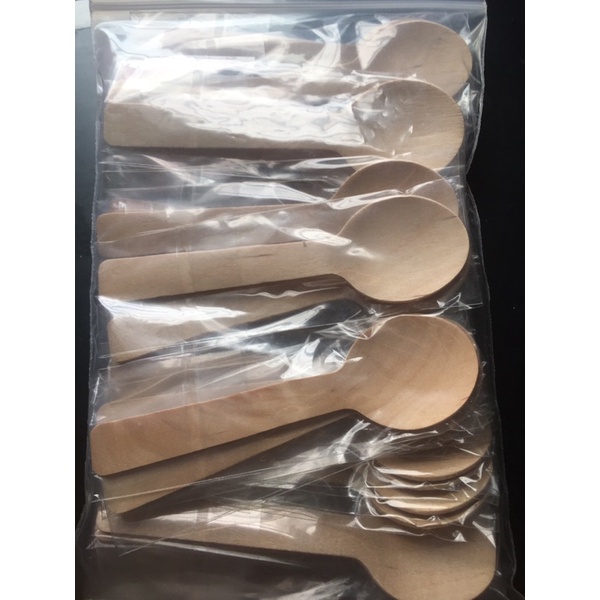 Muỗng gỗ bọc màng 10cm