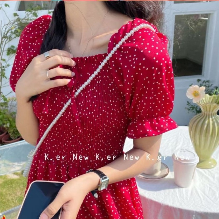 (FREESHIP) Váy đầm ulzzang đầm dự tiệc sang trọng ngắn tay cổ nơ dáng đầm váy xòe M02 | BigBuy360 - bigbuy360.vn