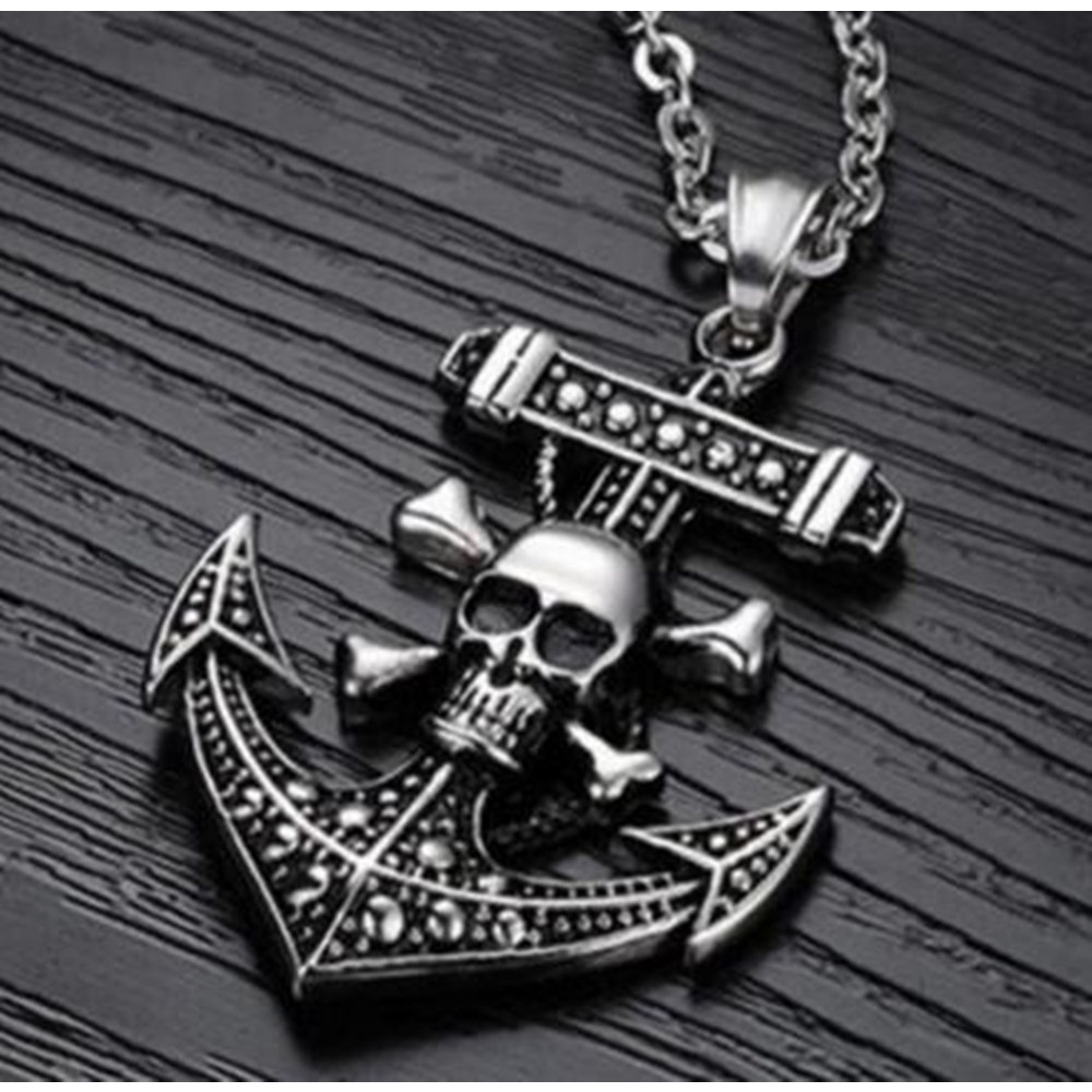Vòng cổ mặt đầu lâu và mỏ phong cách One Piece thời trang Âu Mỹ cho nam