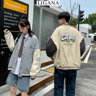 Áo Khoác Bomber Jacket Dù 2 Lớp LIGANA Form Rộng Phối Chữ Nam Nữ Ullzang Unisex