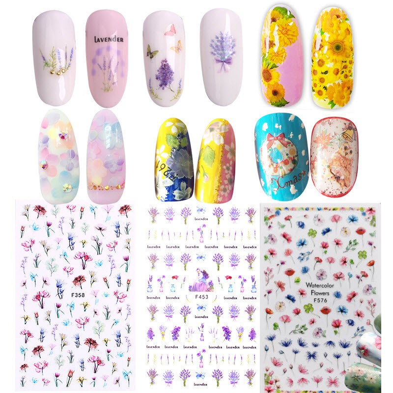 Nail Sticker Hoa Mẫu Đẹp Dán Móng Tay - Lẻ 1 Tấm