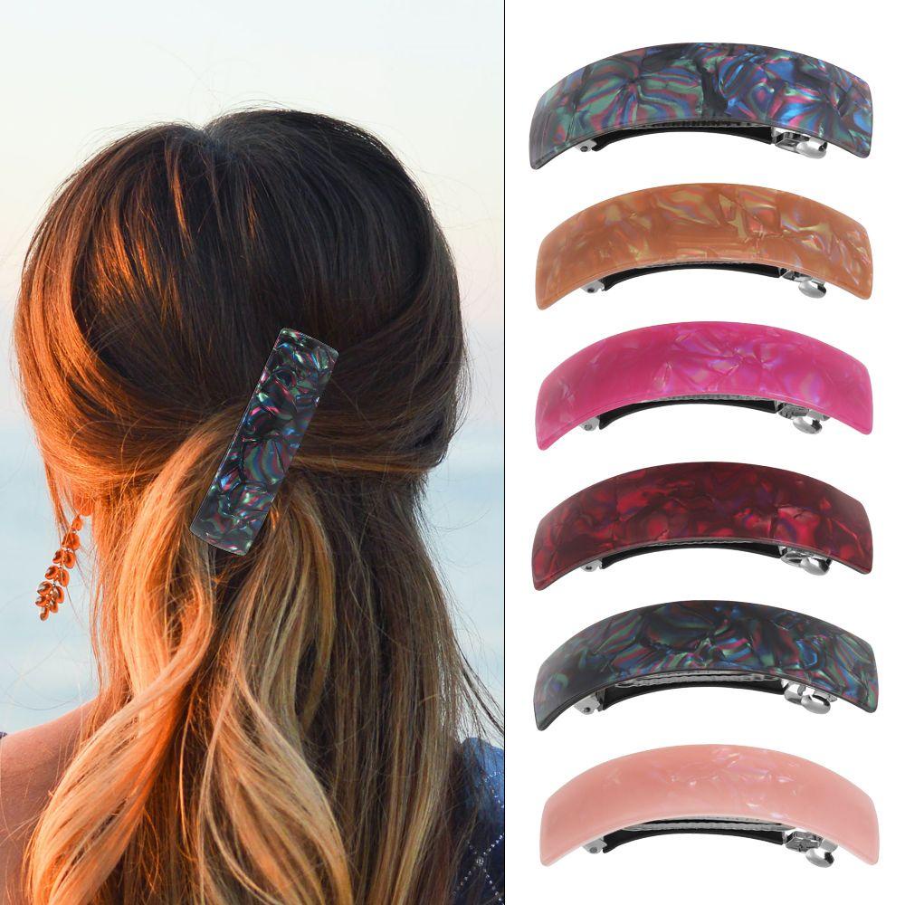 Set 6 Kẹp Tóc Hình Chữ Nhật Cỡ Lớn Phong Cách Pháp Cho Nữ