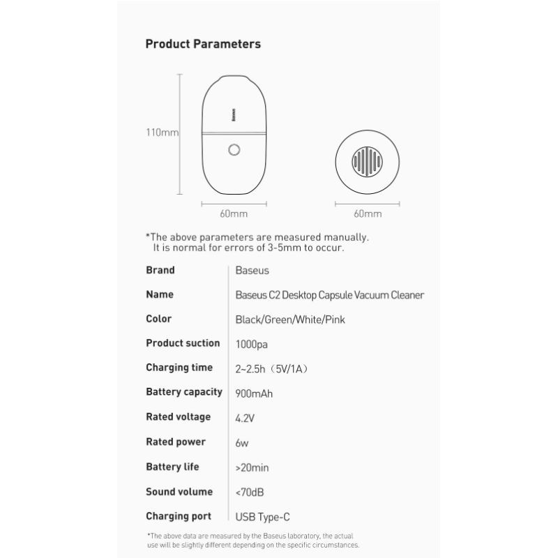 Máy Hút Bụi Baseus C2 Mini Không Dây Cầm Tay Để Bàn  Tiện Dụng